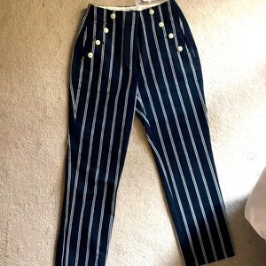 J.Crew Textured Navy and Ivory Sailor Pant